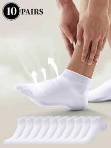 1/5/10 pares de calcetines tobilleros blancos de talla grande para hombres, calcetines delgados y casuales para barco para verano, viajes y vacaciones