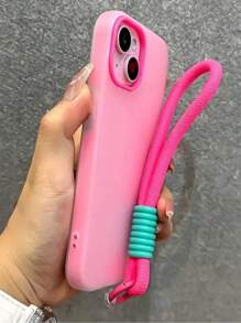Pure Color Jelly Frosted Lanyard Phone Case Compatible With IPhone 17 16 15 14 13 12 11 Pro Max Plus 2IN1 Candy Color Mobile Phone Cover