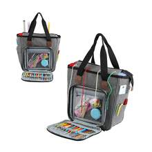 1 pieza Bolsa de almacenamiento multifuncional de gran capacidad para agujas de ganchillo, herramientas de costura, organizador de diseño multicapa, adecuado para aficionados y principiantes de costura y punto - Multicolor - Ver 9