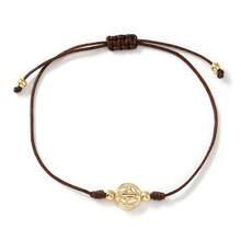 SHINUS BOHO 1pc Vintage Style Metal Virgin Mary Pendant Braided Bracelet Set, Religious Blessing Jewelry For Women