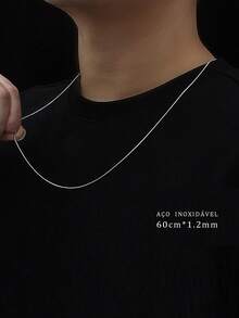 Round Snake Necklace Stainless Steel 60 Cm - 銀色 - 查看 1