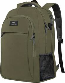 Mochila para portátil con carga USB, mochila de 15.6 pulgadas, mochila antirrobo para hombres, mochila de viaje impermeable y delgada, regalo para hombres y mujeres, negro: electrónica - Aceituna - Ver 13