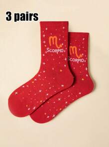 1 /3pairs Of Women's Zodiac Socks,Constellation Socks, Crew Socks,Fashion Socks,Sports Socks, Soft Women's Socks, Cute Socks, Girls' Socks,Slouchy Socks,Moisture Wicking, Stylish - Perfect For Gift-Giving, Parties, Everyday Wear