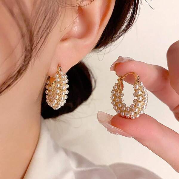 Gold Huggie Hoop Earrings For Women - Chunky Dangle Drop Earrings, Statement Round Design, Dainty Jewelry Gift For Prom, Wedding & Anniversary