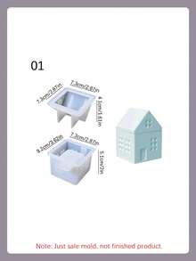 2PCS/Set European House Storage Box Silicone Mold, DIY Creative Simple House Candle Cup Plaster Mold, Home Decoration Gift Ornaments Epoxy Resin Mold, Handicraft Production Epoxy Resin Casting Molds - White - View 15