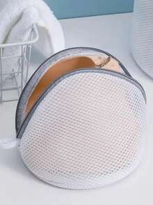 1 قطعة شنطة غسيل للحمالات بشكل صدفة، شنطة غسيل من الشبك، شنطة داخلية مثلثة الشكل، شنطة غسيل للحمالات، شنطة غسيل نسائية بسحاب للتخزين