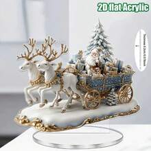 2D Flat Bohemian Style Christmas Sleigh Decor, With Santa Claus - Multipurpose Holiday Decoration For Home, Bedroom And Yard, Christmas Gift