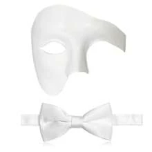 两件装化装舞会服装，男士歌剧魅影半脸面具带蝴蝶结，狂欢节万圣节威尼斯风格面具 - 彩色 - 查看 5