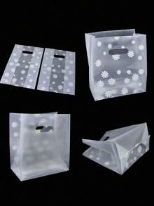 100 peças/50 peças/10 peças Sacolas de Festa com Estampa de Floco de Neve, Sacolas de Embalagem Margarida, Adequadas para Natal, Aniversário, Casamento ou Qualquer Ocasião Especial - Design Transparente Reutilizável, Aplicável para Sacolas de Presente, Suprimentos de Embalagem de Presente de Natal ou Marmitas, Sacolas de Embalagem de Alimentos - Salada de Frutas - Embalagem para Levar Bolo - Embalagem de Presente - Sacolas de Compras