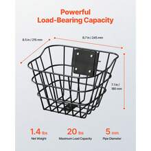 Front Bike Basket, Electric Scooter Basket With Fixed Bracket - Max Bearing 20 Lbs, Construct From Solid Steel, Kids Bike Basket/Adult Bicycle Basket/Knee Electric Scooter Accessories - 9.7*8.5*7.1 In - View 2