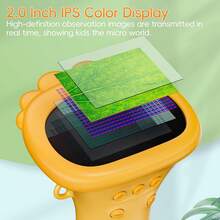 Portable Microscope, Suitable For Outdoor Portable Pocket Microscope, 2-Inch Screen-200x Magnification, Mini Handheld Microscope, 3-Level Light Adjustment, Suitable ForChristmas, Birthday Gifts, Exquisite Packaging, Suitable For Gift Giving - Yellow - View 6