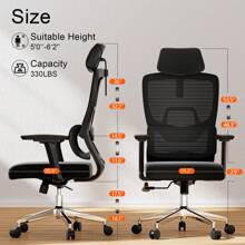 Ergonomic Office Chair, Desk Chair With Adjustable Headrest, Lumbar Support, Large Tilt Angle, Integrated Footrest, Black