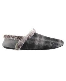 Isotoner Men's Arlo Plaid And Fleece Hoodback Slippers With  Comfort - Black - View 3