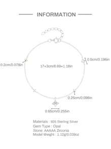 1PC 925 Sterling Silver Luxurious Star Opal Bracelet Infinity 18K Gold Plated Birthday Jewelry Gift For Girls Teens Women Girlfriend Daughter - Silver - View 4