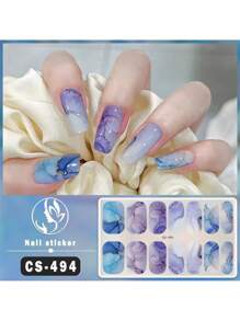 10张大理石纹美甲贴纸套装 - 女士和女孩自粘全包美甲贴纸，一次性全覆盖指甲油贴片，DIY美甲必备美甲用品 - 彩色 - 查看 14