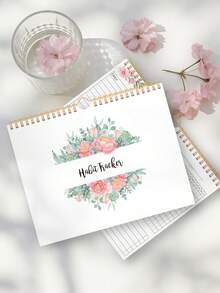 Trees 12页无日期习惯追踪螺旋装订日历，10*8英寸，包含12种不同的植物图案，非常适合追踪每日、每周和每月习惯以提高效率，是返校季必备品。 - 粉色 - 查看 3