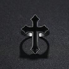 1 件复古黑色大号十字架开口戒指，哥特式合金男士万圣节戒指 - 復古銀色 - 查看 2