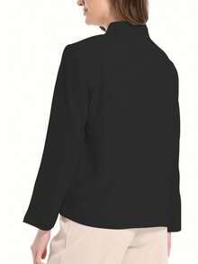 Blazer/Chaqueta de punto de mujer de unicolor de doble botonadura, de manga larga, para uso casual y oficina, otoño