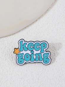 1 件时尚“Keep Going”英文字母系列个性化胸针，彩色酷炫英文短语徽章，学生服装配饰装饰别针万圣节珠宝服装配饰包饰办公室配饰圣诞礼物 - 彩色 - 查看 5