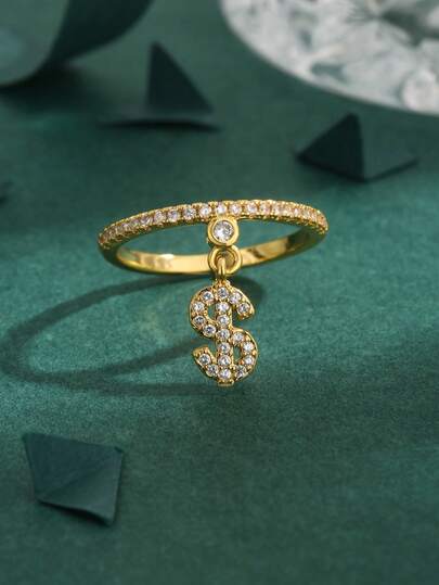 1pc High Quality European & American Cubic Zirconia Copper 18K Gold Plated Personalized Starry Sky Ring, Women's Gift For Daily Wear