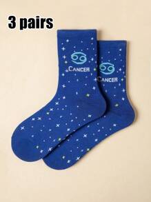1 /3pairs Of Women's Zodiac Socks,Constellation Socks, Crew Socks,Fashion Socks,Sports Socks, Soft Women's Socks, Cute Socks, Girls' Socks,Slouchy Socks,Moisture Wicking, Stylish - Perfect For Gift-Giving, Parties, Everyday Wear