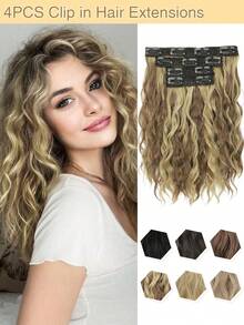 Curly Hair Extensions, 4PCS 12 Inch Clip In Hair Extensions Lace Weft Short Curly Clip Ins Invisible Natural Soft Hairpieces For Women - Multicolor - View 1