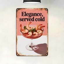1pcs Shrimp Cocktail Elegance Served Cold Tin Sign Vintage Seafood Cocktail Party Metal Sign Print Suitable For Room Bathroom Cave Bar Cafe Garage Garden And Outdoor Decoration 8X12 Inch - 鏽棕色 - 查看 4
