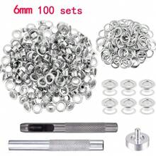 100 zestawów metalowych przelotek o średnicy 6/8/10 mm z oczkami i wzorem, okrągłe pierścienie oczkowe do majsterkowania, naprawy obuwia, toreb, odzieży, pasków, kapeluszy