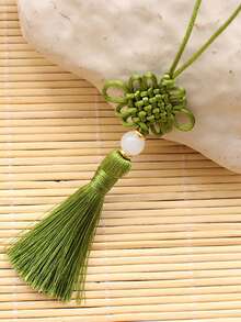1 Pc Of Retro Chinese Style Tassel Pendant Bag Decoration Accessory Wearing Jade Bead Tassel Multifunctional USB Bookmark Car Pendant Suitable For Daily Use Fall