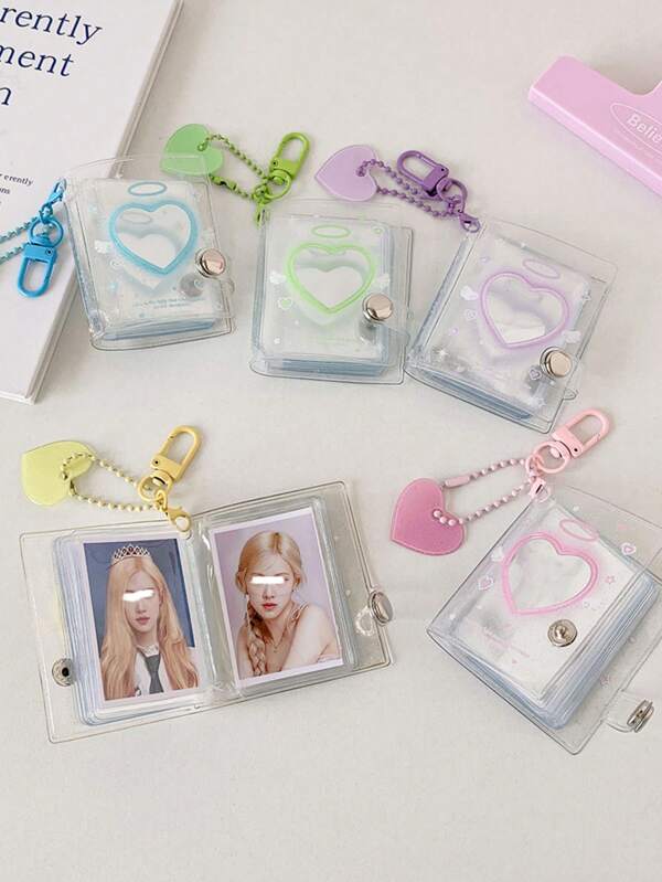 1 PC Transparent Shiny 2-Inch Card Album Boutique Keychain Pendant Photo Album Student Photo Id Photo Storage Album