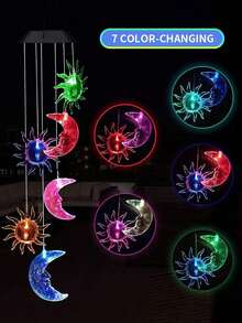 1pc Solar Wind Chime Outdoor Waterproof Solar LED Wind Chime Light, IP44 Change Light Color Mobile Romantic Wind Chime Mother's Day Gift Birthday Gift, Family Gathering, Festival, Party, Night Garden Decoration, Solar Lights Outdoor - Multicolor - View 5
