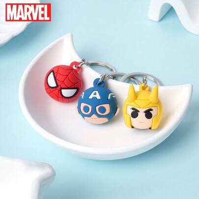  1PC Marvel Officially Licensed Spider Man  Loki Ball Keychain Keyring Creative Cute PVC Keychain Superhero Key Charm Backpack Ornament Key Bag Decoration Small Gifts