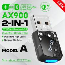 AX900 WIFI6 USB Adapter 2-In-1 Bluetooth 5.4 Dual Band 2.4G & 5GHz 900Mbps WiFi 6 802.11AX High Speed Mini Wireless Network Card Receiver Adapter, Compatible With PC Laptop, WIN 10/11 No Driver Required