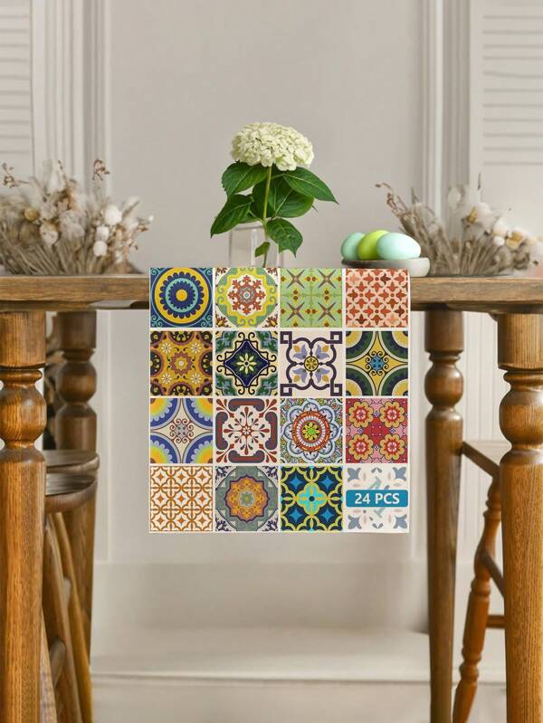 1 stuk minimalistisch tafelkleed met geometrisch patroon, tafelloper met tegelpatroon, rechthoekig tafelkleed, geschikt voor keuken- en eetkamerdecoratie, woonaccessoires, familiebijeenkomsten, keukendecoratie, schouwdecoratie, aanrecht- en deurkozijndecoratie