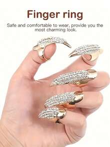 5 chiếc, Nhẫn móng vuốt đại bàng, Nhẫn móng vuốt mèo phong cách Punk, Móng tay giả Gothic, Khớp ngón tay hiệu ứng áo giáp, Móng vuốt cong sắc nhọn, Thích hợp cho các bữa tiệc nhập vai, Quà tặng Halloween cho cả nam và nữ, Móng tay dài phóng đại, Phong cách thời trang cá nhân, Bộ nhẫn móng tay dài đính kim cương, Nhẫn phong cách Punk có thể sử dụng trong 4 mùa trong năm - Nhiều màu - Xem 3