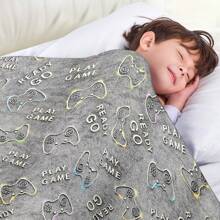 男孩游戏毯礼物，游戏控制器柔软盖毯，适合 3-14 岁儿童幼儿青少年生日，男孩游戏室装饰毯 50 英寸 X 60 英寸 - 灰色遊戲手柄 - 查看 7