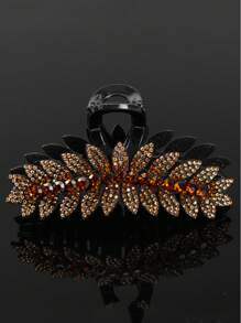 1pc Full Crystal Rhinestone Leaf Shape Hair Claw Hair Claw, Suitable For Daily Outfits Summer Claw Clips Hair Clips Hair Jaw Clip Hair Clamps Hair Clutch Hair Catcher Clip Fall Winter Hair Accessories For Women For Vacation Outfits Woman