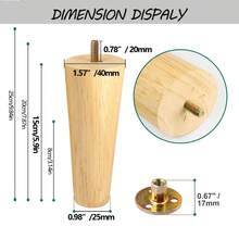 4pcs Tapered Furniture Legs With 4 Nuts, 4 Washers And 12 Screws, Wooden Furniture Feet, Suitable For Cabinets, Sofas, Vanities, Chairs - Multicolor - View 4