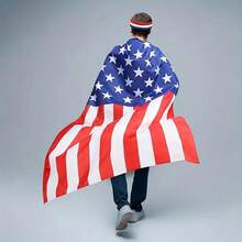1pc American Flag Cape, 90cm*150cm - Patriotic Clothing For Independence Day, July 4th Celebrations, 2026 Cheering, Suitable For Adults And Children