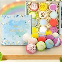 女士奢华沐浴球礼品套装，6/8/12 件有机精油浴盐，手工制作的 Spa 泡腾浴球，适合送给她/他、女士、妻子、妈妈、生日、情人节、派对、母亲节/父亲节的放松礼物 - 彩色 - 查看 13