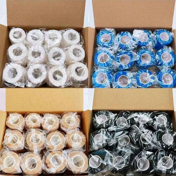 1/6/12 rollos de vendaje autoadhesivo elástico negro/blanco/nude/azul, vendaje cohesivo de tela no tejida flexible y transpirable (sin caja)