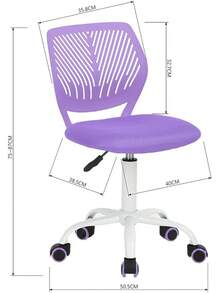 Homy Casa Schreibtischstuhl aus Leinenstoff, ergonomischer Drehstuhl ohne Armlehne, höhenverstellbar, Bürostuhl, Heimbüro, für Kinder, Teenager, Hellgrau