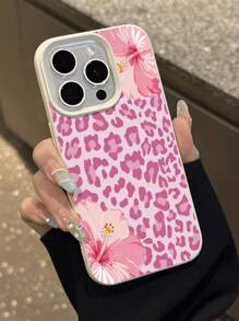 1 件简约粉色豹纹可爱豹纹荔枝纹防摔防滑软手机壳适用于苹果和手机防水防震防刮 - 彩色 - 查看 6
