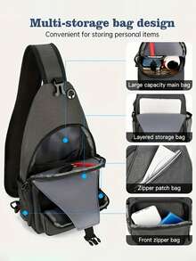 1pc High Quality Lightweight Crossbody Chest Bag For Men And Women, New Style Chest Bag Sports Leisure Multifunctional Simple Casual Business Student Men And Women Fashion Crossbody Bag, Large Capacity With Tablet Compartment, Adjustable Shoulder Strap And Zipper Closure, Sporty Design For Outdoor Travel, Work, Hiking - Multiple Colors (Floral, Solid), Durable Polyester Bag