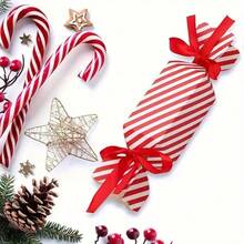 10pcs Striped Gift Boxes With Ribbons, Multipurpose Paper Gift Bags For Wedding, Birthday, Housewarming, Carnival, Christmas, Thanksgiving, New Year, Graduation - Versatile Party Favor Packaging - Multicolor - View 5