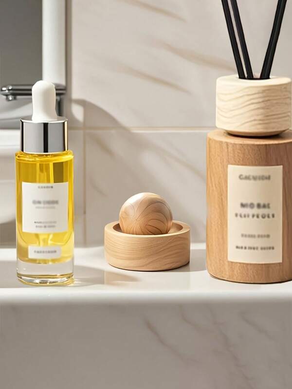 Ball Belt Cup Essential Oil Diffuser - Made Of Wood, Mini And Compact, Naturally Spreading Fragrance, Long-Lasting And Elegant, Suitable For Bedrooms, Living Rooms, Bathrooms, And Cars. Drip A Small Amount Of Essential Oil To Slowly Release Fragrance