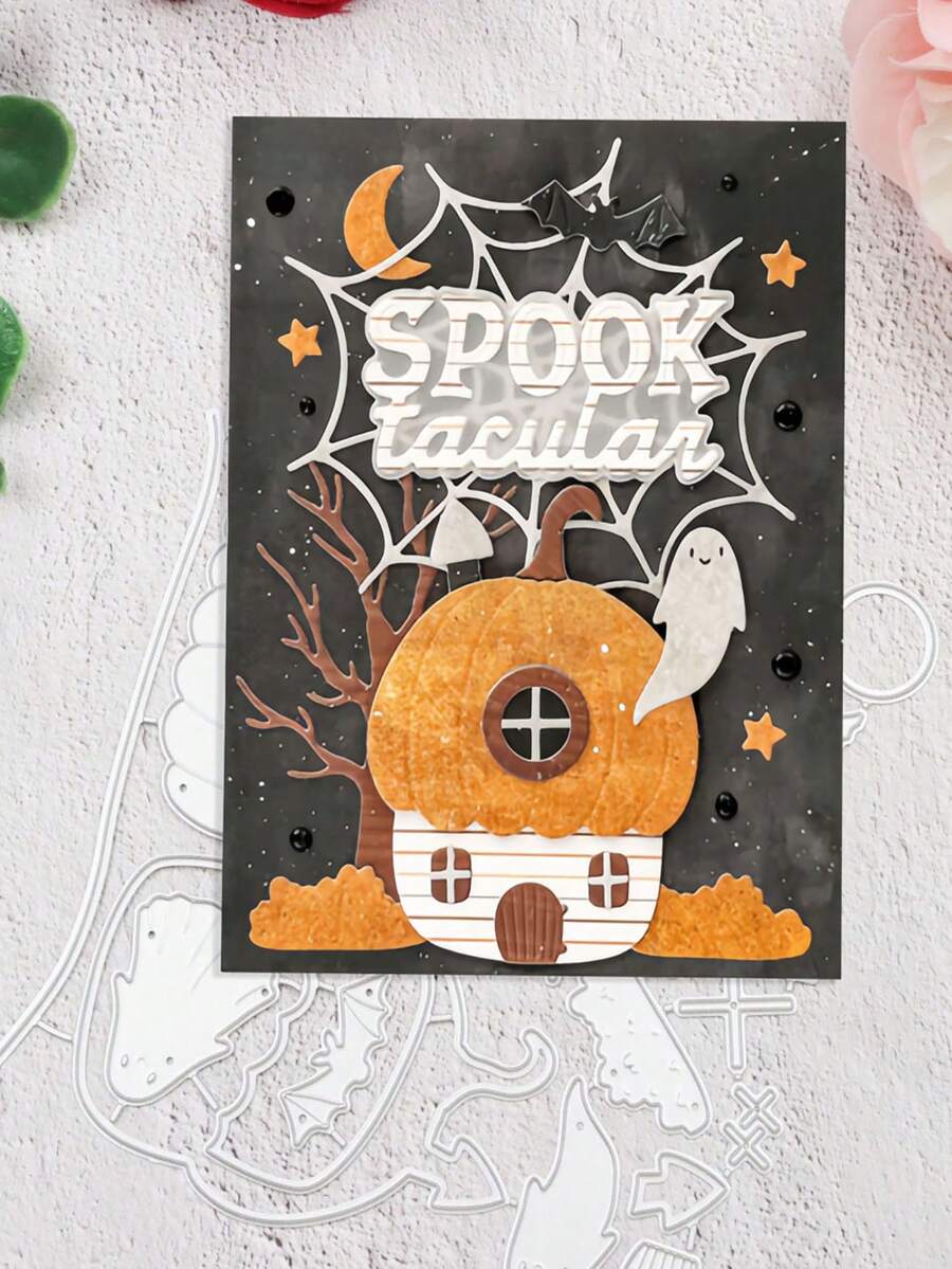 1 Packung Halloween Kürbis Haus Stil Metall Ausstecher für Geburtstag, Hochzeit, Dekoration, Scrapbooking, Papierkunst, DIY, Handwerk, Grußkarten Herstellung, Feiertags Dekoration