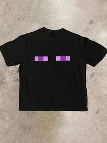 Men's Short-Sleeve Crew Neck T-Shirt Manfinity Dauomo, Fashionable For Summer - Black - View 1