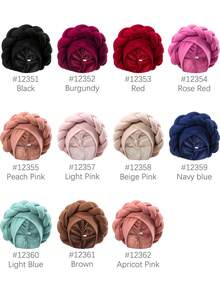 1pc  Plain  Rose    Casual    Polyester    Plain    Turban Hat  Daily - 黑色 - 查看 6