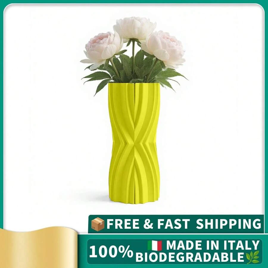 ORIZZONTE Vaso Decorativo Moderno Scultoreo – Vaso Design Geometrico per Fiori Secchi, Oggetto d'Arredo da Scaffale o Tavolo, Stile Minimal per Casa, Studio o Ufficio, 8.2 * 8.3 * 18 cm, 100% Made in Italy